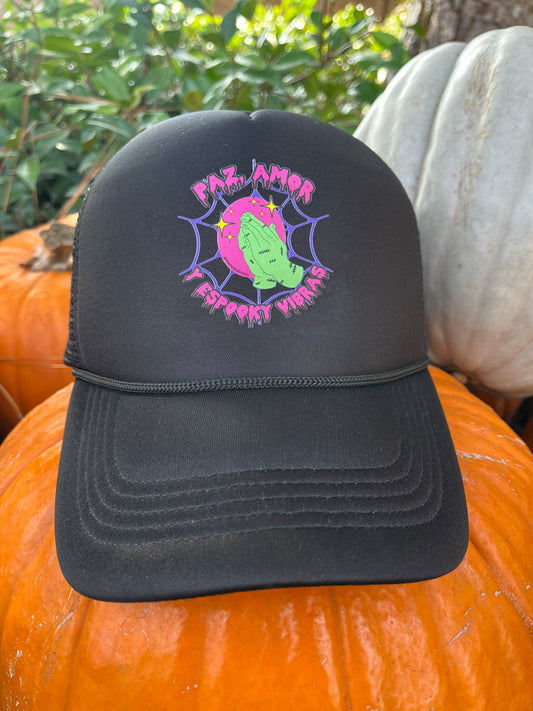 Paz, Amor y Espooky Vibras Trucker Hat